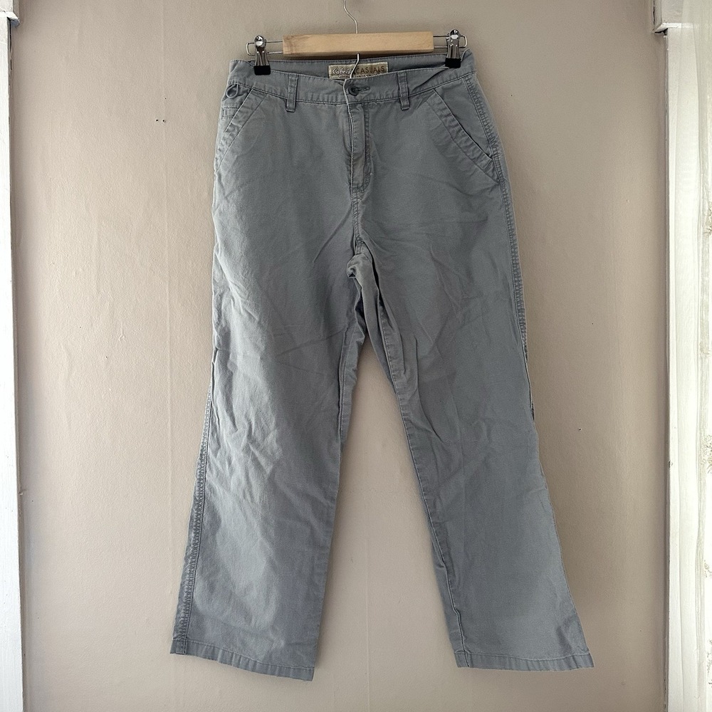 Cabelas Casuals Womens Straight Leg Pants Size 8 Gray High Rise Trousers Casual